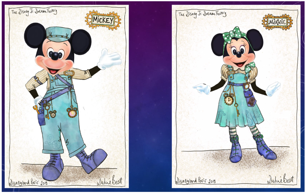 Concept art of Mickey & Minnie costumes in Disney Junior Dream Factory