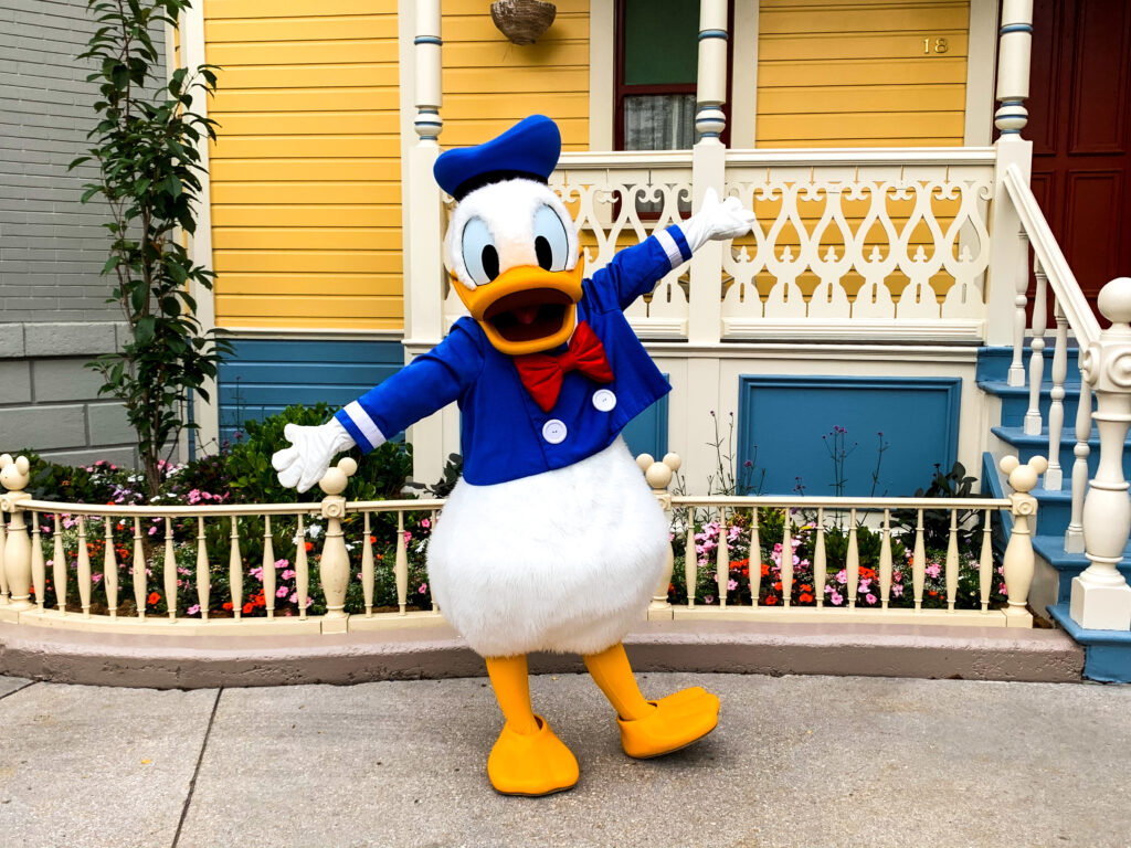 Meet Donald Duck at his Selfie Spot on Main Street U.S.A. in Disneyland Paris