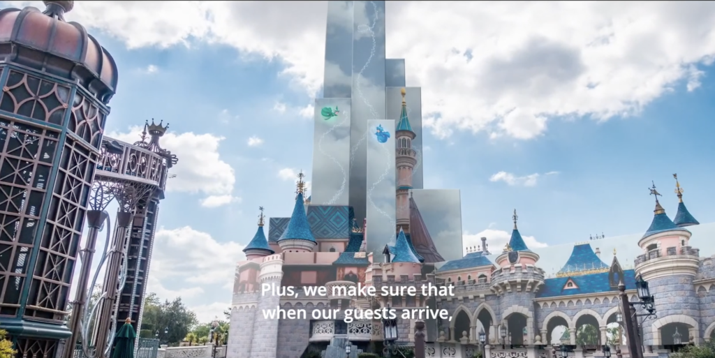 Flora, Fauna, and Merryweather will appear on the tarp of Sleeping Beauty's Castle as it undergoes its major refurbishment