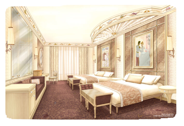 Concept Art of the new look rooms coming to Disneyland Hotel