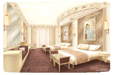 Concept Art of the new look rooms coming to Disneyland Hotel